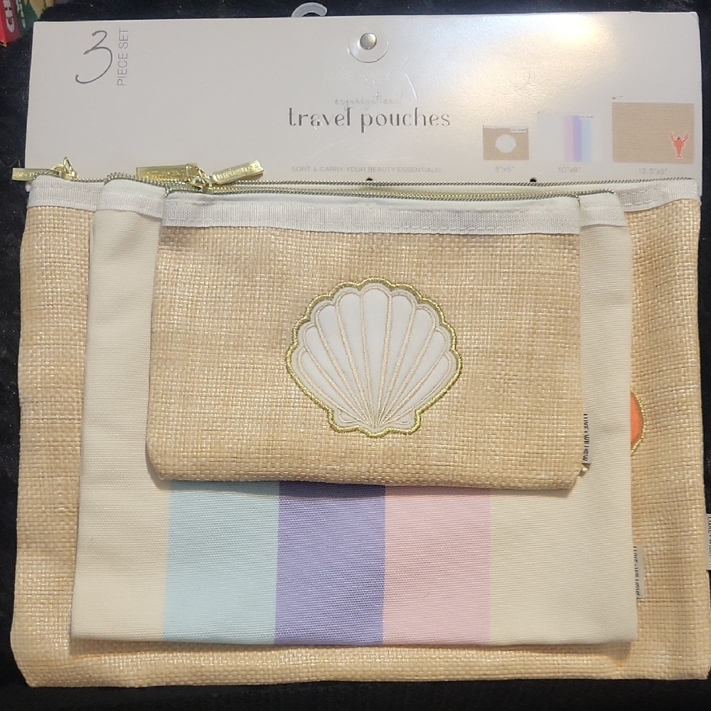 Shell Design Travel Pouches Set. 3pc.